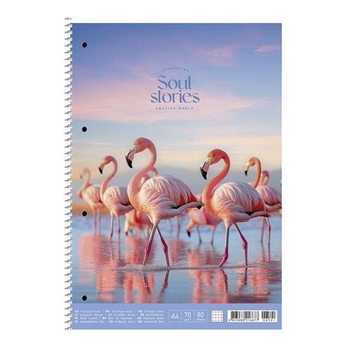Spirálfüzet, A4, kockás, 80 lap, SHKOLYARYK "Soul stories", vegyes