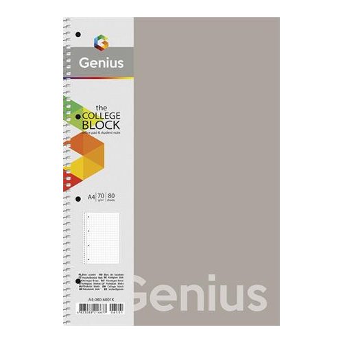 Spirálfüzet, A4, kockás, 80 lap, PP bortító, SHKOLYARYK "Genius", vegyes