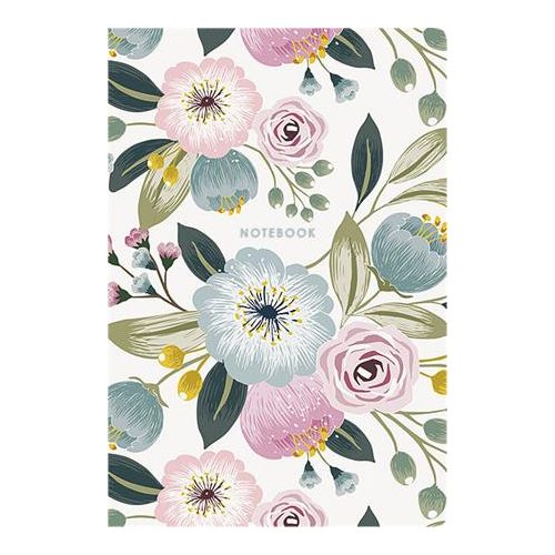 Jegyzetfüzet, A5, kockás, 80 lap, SHKOLYARYK "Pastel flowers", vegyes