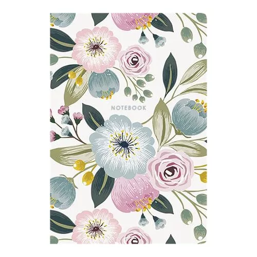 Jegyzetfüzet, A5, kockás, 80 lap, SHKOLYARYK "Pastel flowers", vegyes