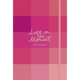   Jegyzetfüzet, A5, vonalas, sima, pontrácsos, 96 lap, keményfedeles, SHKOLYARYK "Live in the moment", vegyes minta