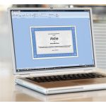 Előnyomott papír, A4, 185 g, SIGEL "Oklevél", kék