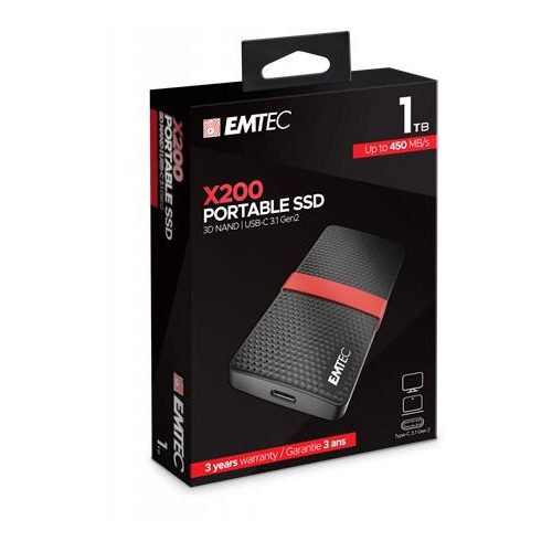 SSD (külső memória), 1TB, USB 3.2, 420/450 MB/s, EMTEC "X200"