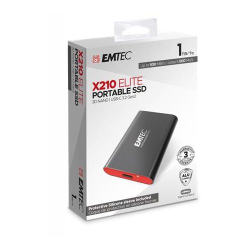 SSD (külső memória), 1TB, USB 3.2, 500/500 MB/s, EMTEC "X210"