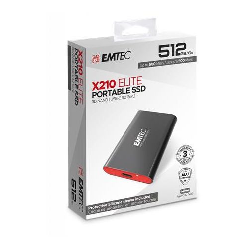 SSD (külső memória), 512GB, USB 3.2, 500/500 MB/s, EMTEC "X210"
