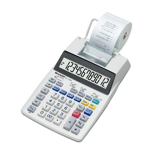 Számológép, szalagos, 12 számjegy, 2 színű nyomtató, SHARP "EL-1750V"