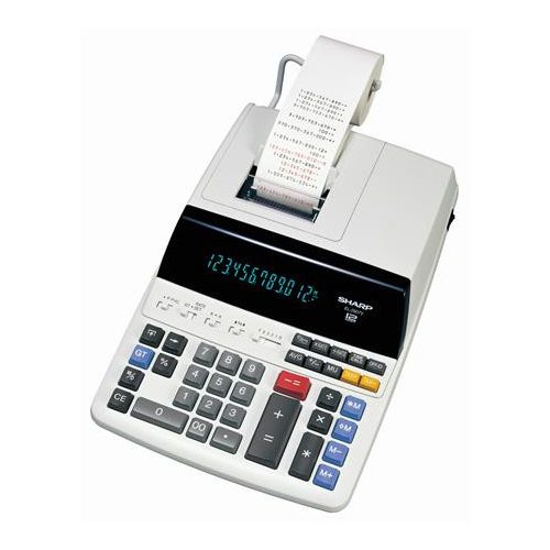 Számológép, szalagos, 12 számjegy, 2 színű nyomtató, SHARP "EL-2607V"
