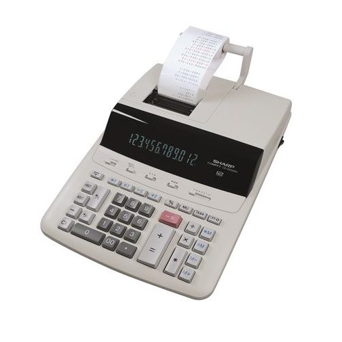 Számológép, szalagos, 12 számjegy, 2 színű nyomtató, SHARP "CS-2635RHGYSE"