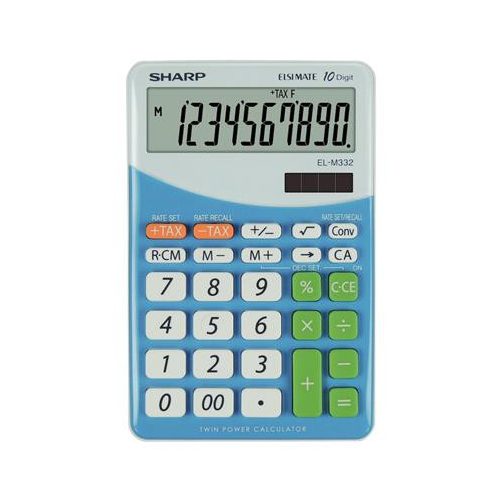 Számológép, asztali, 10 számjegy, SHARP "EL-M332", kék