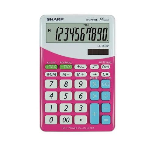 Számológép, asztali, 10 számjegy, SHARP "EL-M332", pink