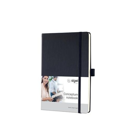 Jegyzetfüzet, exkluzív, A5, vonalas, 97 lap, keményfedeles, SIGEL "Conceptum", fekete