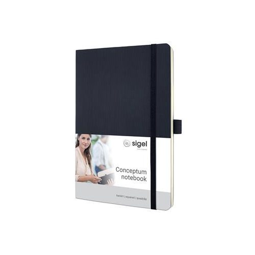 Jegyzetfüzet, exkluzív, A5, kockás, 97 lap, puhafedeles, SIGEL "Conceptum", fekete