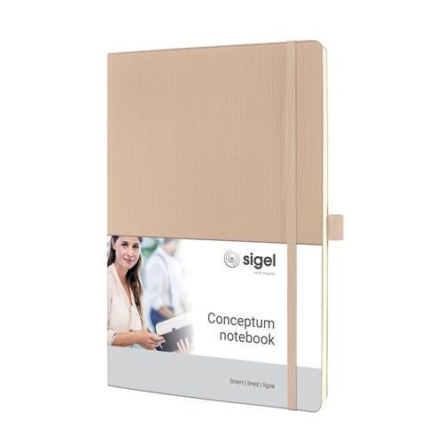 Jegyzetfüzet, exkluzív, A4, vonalas, 97 lap, puhafedeles, SIGEL "Conceptum" bézs