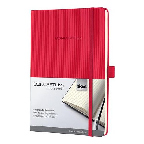 Jegyzetfüzet, exkluzív, A4, vonalas, 97 lap, keményfedeles, SIGEL "Conceptum", piros