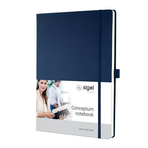 Jegyzetfüzet, exkluzív, A4, vonalas, 97 lap, keményfedeles, SIGEL "Conceptum", éjkék