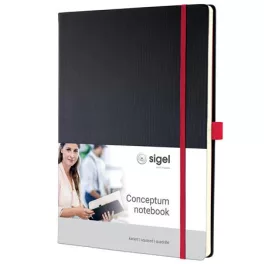   Jegyzetfüzet, exkluzív, A4, kockás, 97 lap, keményfedeles, SIGEL "Conceptum Red Edition", fekete-piros