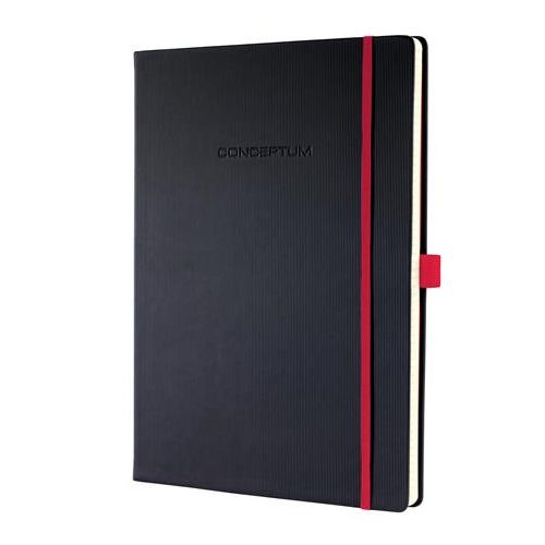 Jegyzetfüzet, exkluzív, A4, vonalas, 97 lap, keményfedeles, SIGEL "Conceptum Red Edition", fekete-piros