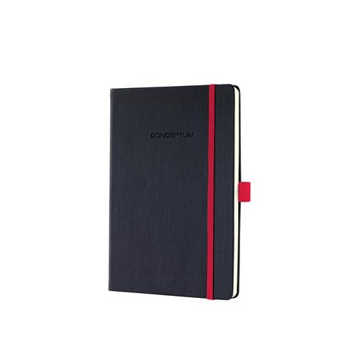 Jegyzetfüzet, exkluzív, A5, kockás, 97 lap, keményfedeles, SIGEL "Conceptum Red Edition", fekete-piros