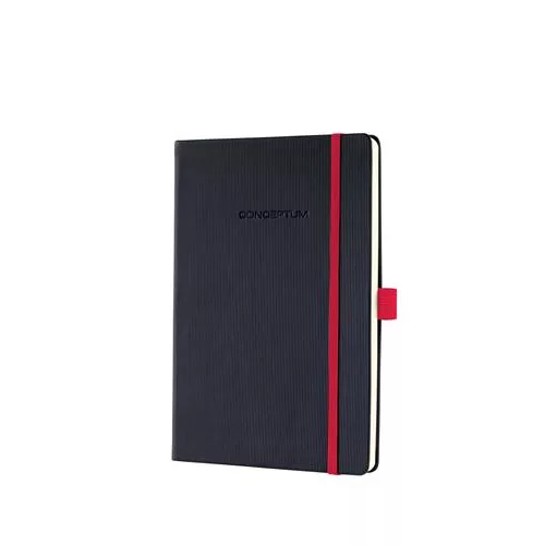 Jegyzetfüzet, exkluzív, A5, kockás, 97 lap, keményfedeles, SIGEL "Conceptum Red Edition", fekete-piros
