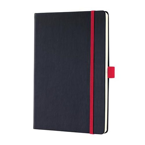 Jegyzetfüzet, exkluzív, A5, vonalas, 97 lap, keményfedeles, SIGEL "Conceptum Red Edition", fekete-piros