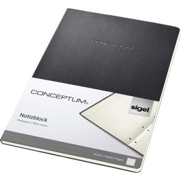   Füzet, exkluzív, A4, vonalas, 60 lap, keményfedeles, SIGEL "Conceptum", fekete