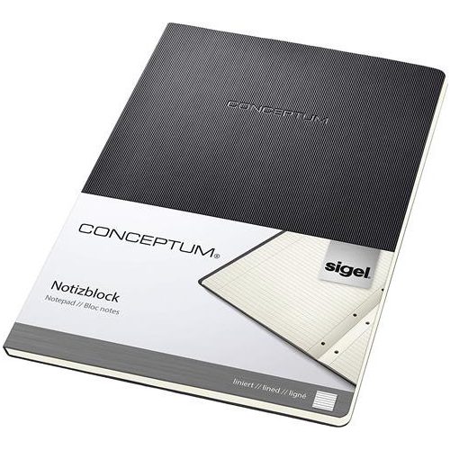Füzet, exkluzív, A4, vonalas, 60 lap, keményfedeles, SIGEL "Conceptum", fekete
