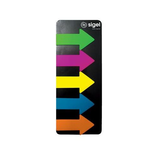 Jelölőcímke, műanyag, 5x25 lap, 25x45 mm, SIGEL "Nyilak", vegyes szín