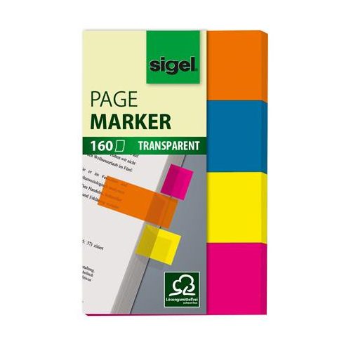 Jelölőcímke, műanyag, 4x40 lap, 20x50 mm, SIGEL "614", vegyes szín
