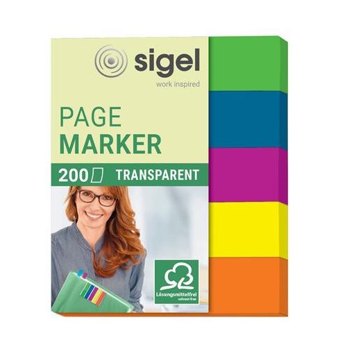 Jelölőcímke, műanyag, 5x40 lap, 12x50 mm, SIGEL "615", vegyes szín