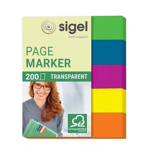 Jelölőcímke, műanyag, 5x40 lap, 12x50 mm, SIGEL "615", vegyes szín