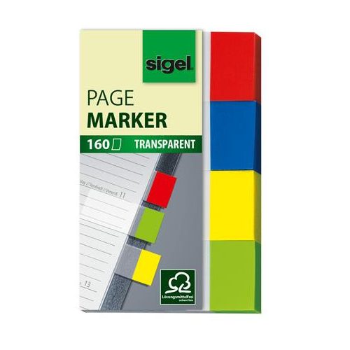 Jelölőcímke, műanyag, 4x40 lap, 20x50 mm, SIGEL "Clear", vegyes szín