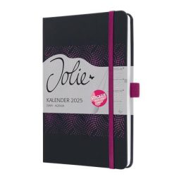   Naptár, A5, heti, 2025, kemény boritó, SIGEL "Jolie", fekete-pink