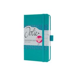   Naptár, A6, heti, 2025, kemény boritó, SIGEL "Jolie", csillogó türkiz