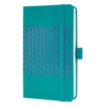 Naptár, A6, heti, 2025, kemény boritó, SIGEL "Jolie", csillogó türkiz