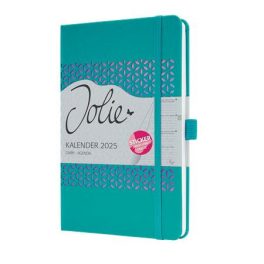   Naptár, A5, heti, 2025, kemény boritó, SIGEL "Jolie", csillogó türkiz