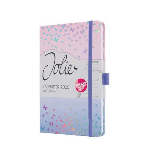 Naptár, A5, heti, 2025, kemény borító, SIGEL "Jolie", Butterfly Confetti Candy