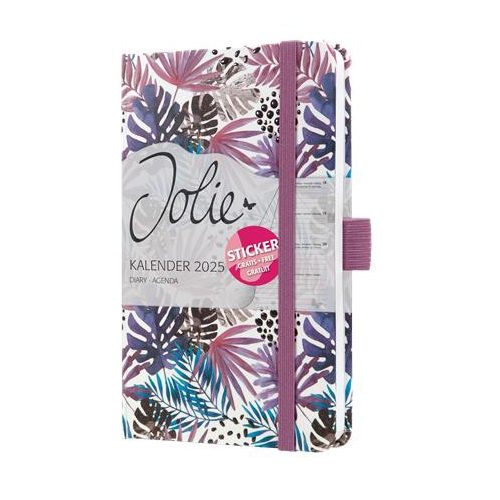 Naptár, A6, heti, 2025, kemény borító, SIGEL "Jolie", Violet Jungle Fever