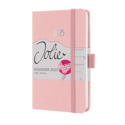 Naptár, A6, heti, 2025, dombornyomott borító, SIGEL "Jolie", lágy rózsaszín