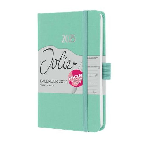Naptár, A6, heti, 2025, kemény boritó, SIGEL "Jolie", mentazöld
