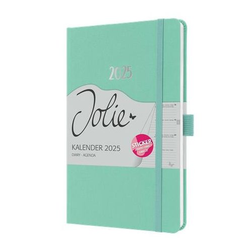 Naptár, A5, heti, 2025, kemény boritó, SIGEL "Jolie", mentazöld
