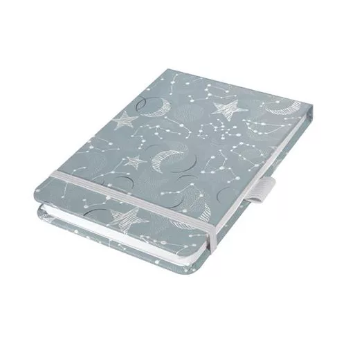 Jegyzetfüzet, exkluzív, 110x79 mm, pontrácsos, 79 lap, keményfedeles, SIGEL "Jolie" Cosmic Fantasy Grey