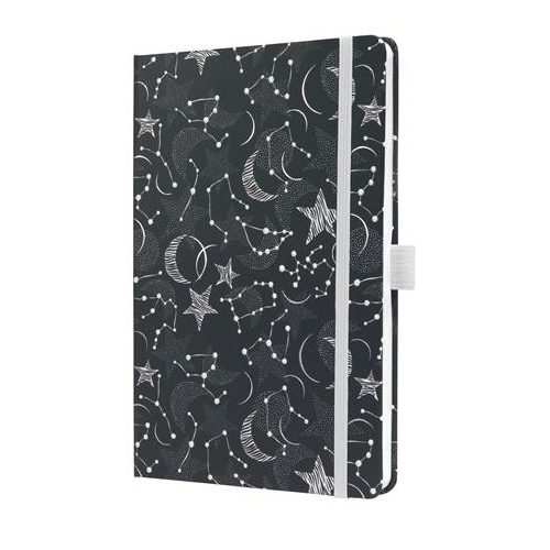 Jegyzetfüzet, exkluzív, 135x203 mm, vonalas, 87 lap, keményfedeles, SIGEL "Jolie", Cosmic Fantasy Black