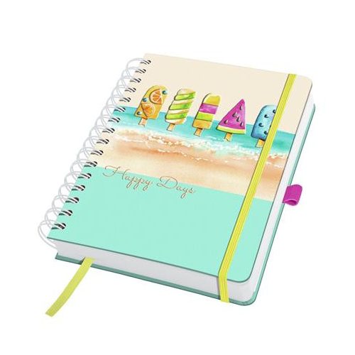 Spirálfüzet, 168x215 mm, pontrácsos, 120 lap, keményfedeles, SIGEL "Jolie Summer Breeze"