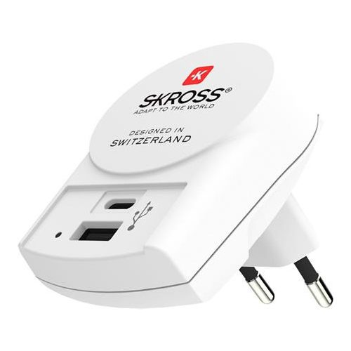 Hálózati töltő, 1xUSB-A, 1xUSB-C, SKROSS