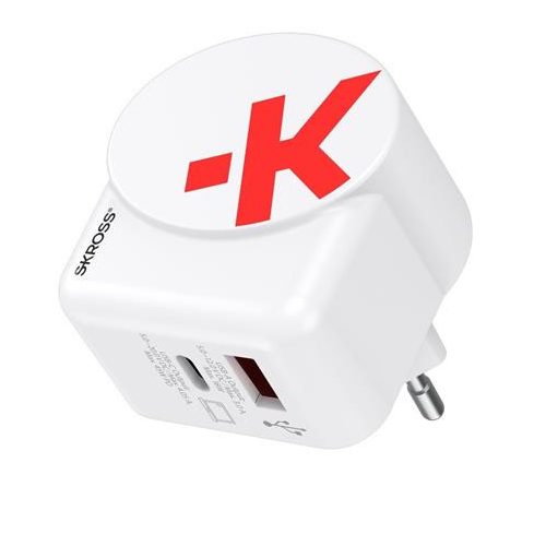 Hálózati töltő, 1xUSB-A, 1xUSB-C, PD, 45W, GaN, USB-C kábel, SKROSS