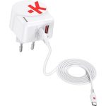 Hálózati töltő, 1xUSB-A, 1xUSB-C, PD, 45W, GaN, USB-C kábel, SKROSS