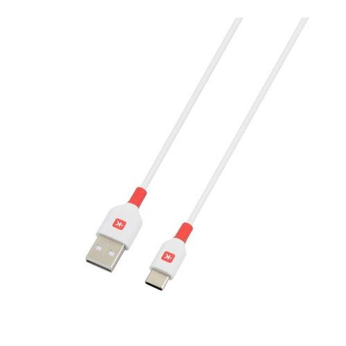 Töltőkábel, USB-A/USB-C,  2m, SKROSS, fehér