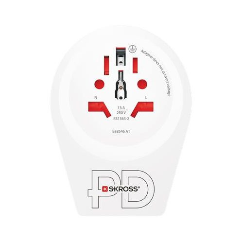 Adapter, Európába utazóknak, USB-C, gyorstöltés, földelt, SKROSS