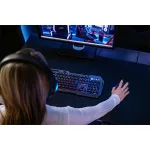 Billentyűzet, vezetékes, gaming, fém, USB, HUN, SPEEDLINK "LUNERA RGB Rainbow", fekete