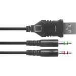 Fejhallgató, mikrofonnal, vezetékes, gaming, 2x3.5 mm jack + USB-A, SPEEDLINK "Voltor LED", fekete